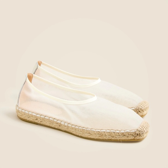 New JCREW Size 7.5 Made-in-Spain Espadrille Flats Mesh Summer Linen $198 CJ760 - Picture 1 of 5